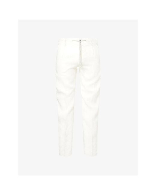 Eleventy White Slim-Leg Jogger Linen Trousers for men