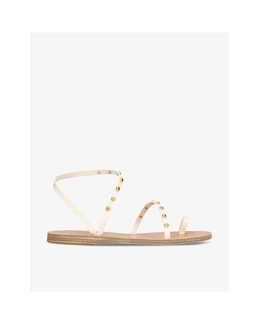 Ancient Greek Sandals Natural Eleftheria Bee Studded Leather Sandals