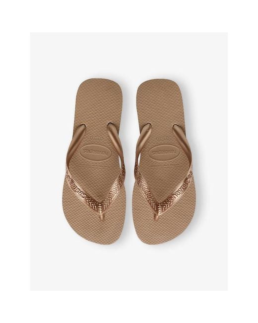 Havaianas Brown Top Tiras Metallic Rubber Flip-Flops