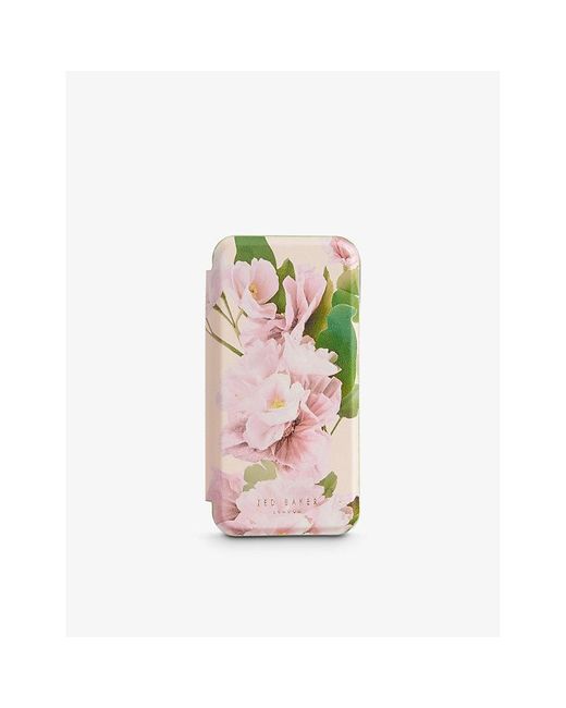 Ted Baker Pink Lirios Floral-print Mirrored Iphone 12 And 12 Pro Phone Case