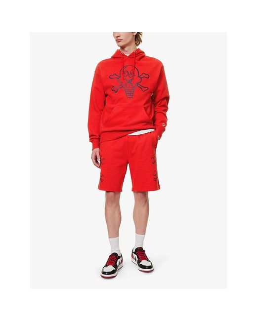 ICECREAM Red Cones And Bones Graphic-print Cotton-jersey Shorts X for men