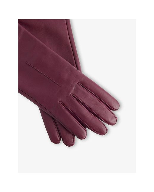 Dents Purple Mia Long Leather Gloves