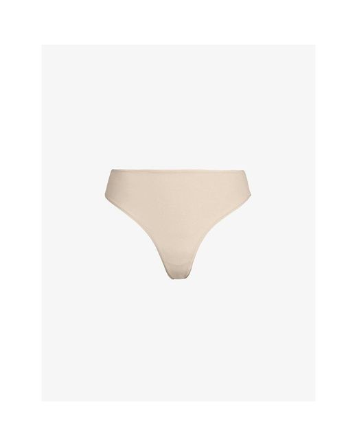 Skims Natural Fits Everybody Mid-Rise Stretch-Woven Thong
