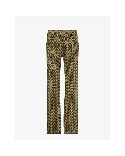 Wales Bonner Green Power Graphic-pattern Stretch-organic Cotton Trousers for men