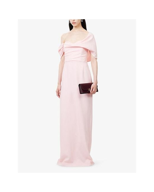 Carolina Herrera Pink Sofia Off-Shoulder Woven Maxi Dress