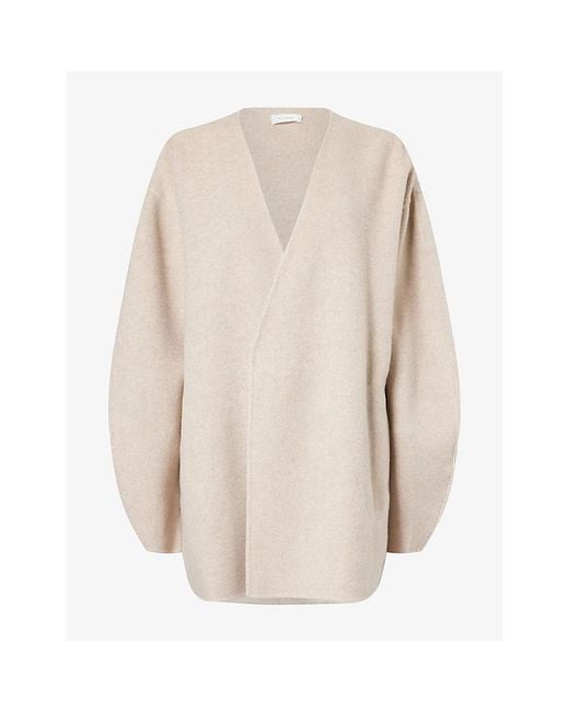 Ruohan Natural Cocoon Open-Front Cashmere Jacket