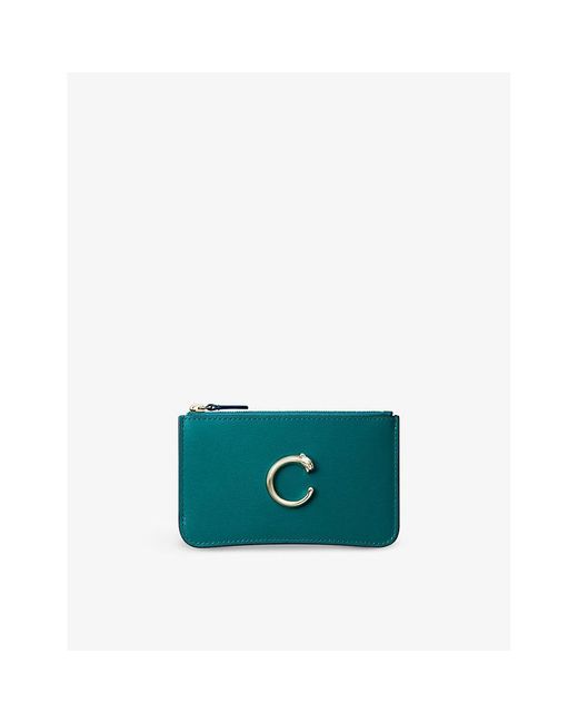 Cartier Green Panthère De Zipped Leather Card Holder