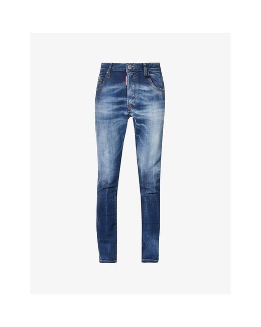 DSquared² Blue Skater Faded-wash Tapered-leg Stretch-denim Jeans for men