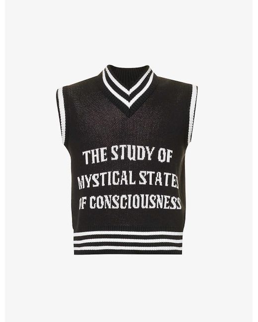 Msftsrep Mystical States Wovenpattern Vneck Cotton Vest in Black for