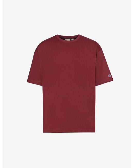 Champion Brand appliqu Regular fit Cotton jersey T shirt in Red