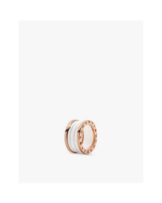 BVLGARI White B.Zero1 Four-Band 18Ct Rose- And Ceramic Ring