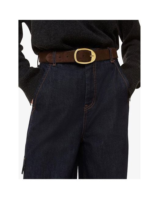 Whistles Brown Suede Buckle Belt