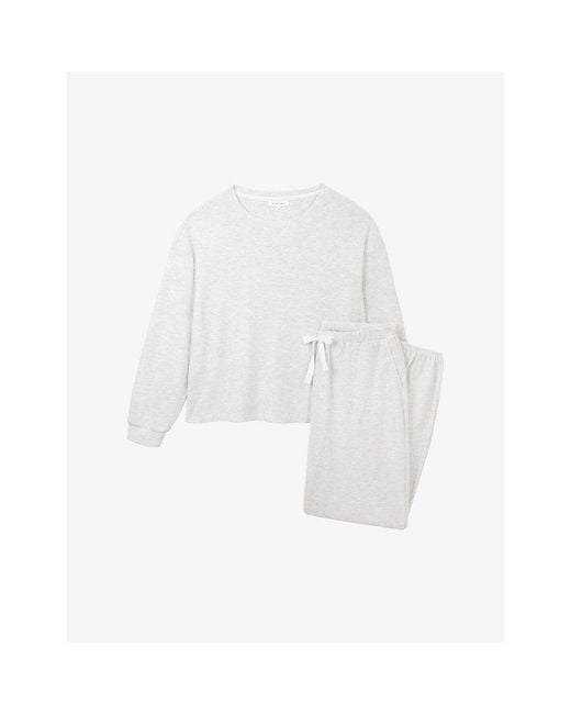 The White Company White Mini Waffle Lounge Stretch-Jersey Pyjamas