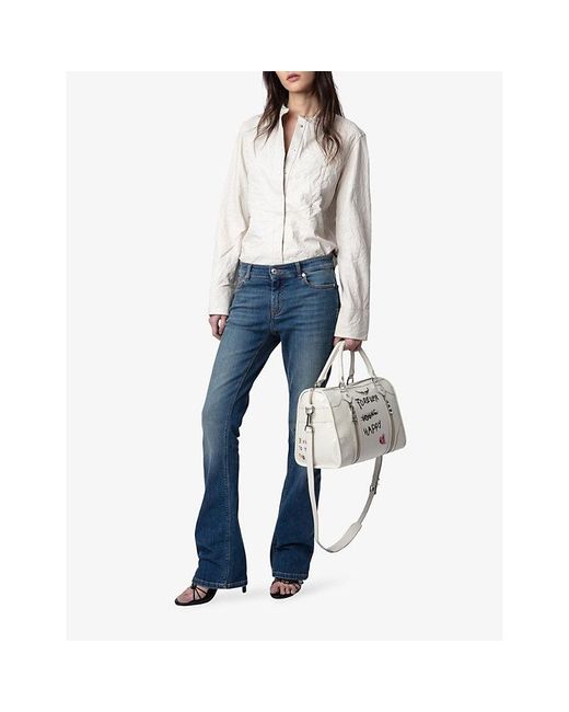 Zadig & Voltaire White Regular-fit Crinkled Leather Shirt