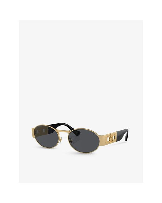 Versace Black Ve2264 Oval-frame Metal Sunglasses