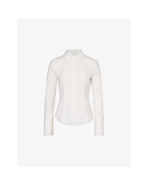 Reformation White X Camille Rowe Jodie Fitted Stretch-organic-cotton Shirt