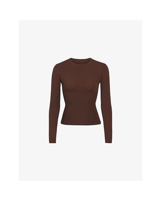 Skims Brown Fits Everybody Long-Sleeve Jersey T-Shirt