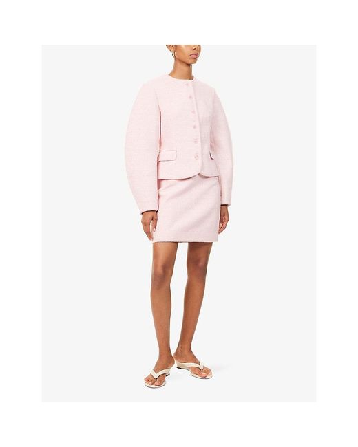 ROTATE BIRGER CHRISTENSEN Pink Cocoon Flap-Pocket Woven Jacket