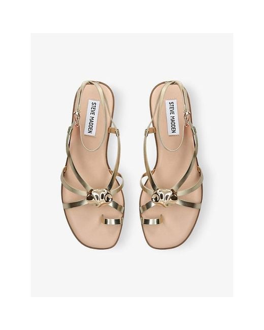 Steve Madden Natural Napa Valley Flat Faux-Leather Sandals