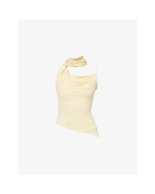 AYA MUSE White Asymmetrical Scarf Top