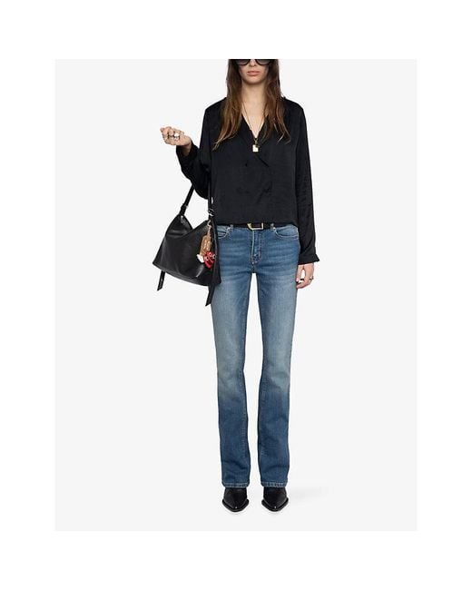 Zadig & Voltaire Black Tussi V-Neck Woven Shirt