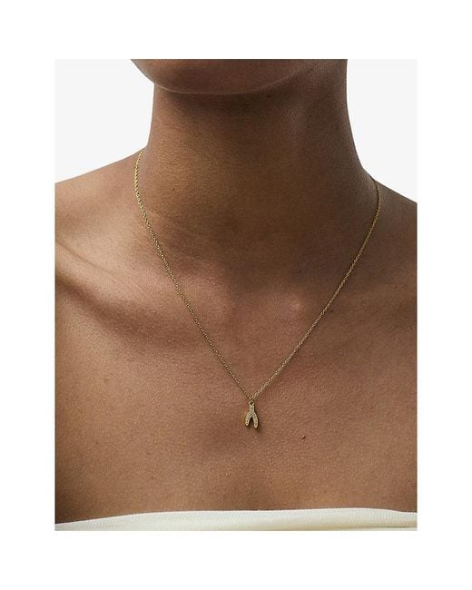 Astley Clarke Metallic Celestial Wishbone 18Ct-Plated Sterling- And Sapphire Pendant Necklace