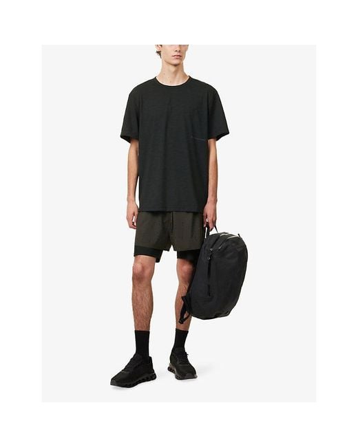 On Shoes Black Paf Running-T Stretch-Woven T-Shirt for men