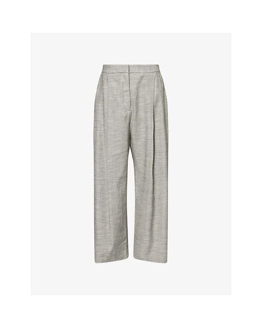 Twp Gray Greenwich Avenue Wide-Leg Linen And Wool-Blend Trousers