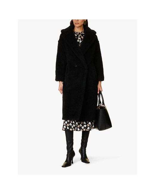 Max Mara Black Teddy Alpaca Wool-Blend Coat