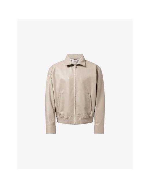 FRAME Natural Collared Zip-Up Leather Bomber Jacket for men
