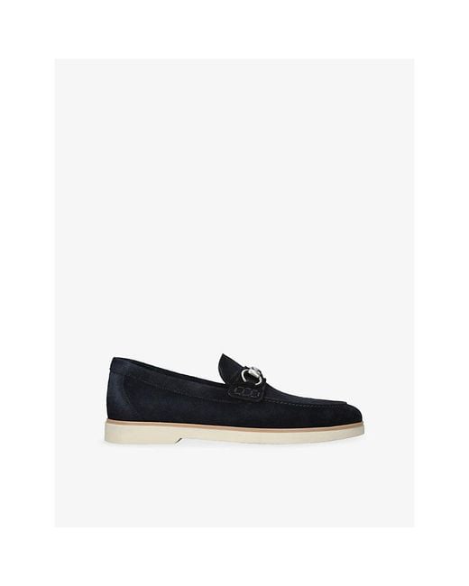 Magnanni Shoes Black Calpe Horsebit Suede Loafers for men