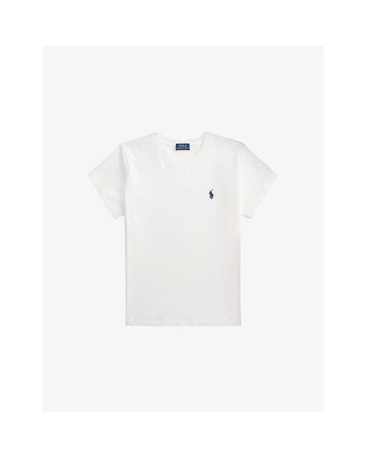 Polo Ralph Lauren White Logo-Embroidered Short-Sleeve Cotton T-Shirt