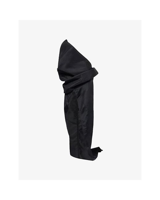 Rick Owens Black Temple Draped Woven Maxi Skirt