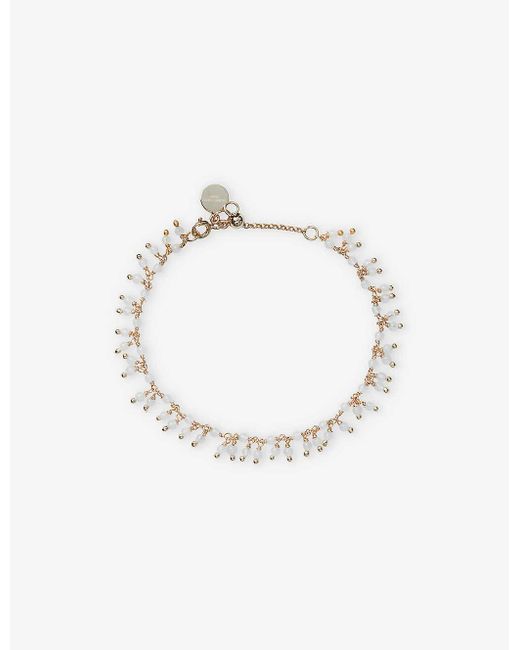 The White Company White Chalcedony Beaded Brass-blend Bracelet