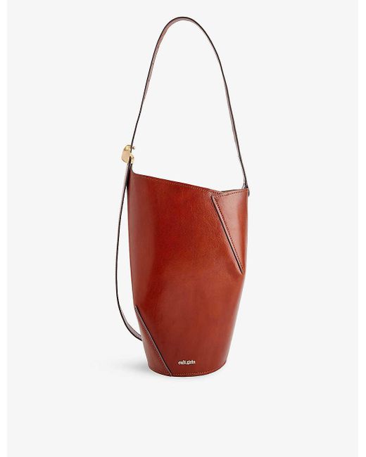 Cult Gaia Red Aldari Adjustable-strap Leather Shoulder Bag
