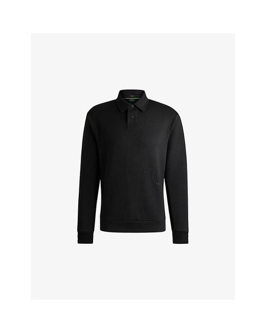 Boss Black Logo-Emed Relaxed-Fit Stretch Cotton-Blend Polo Shirt for men