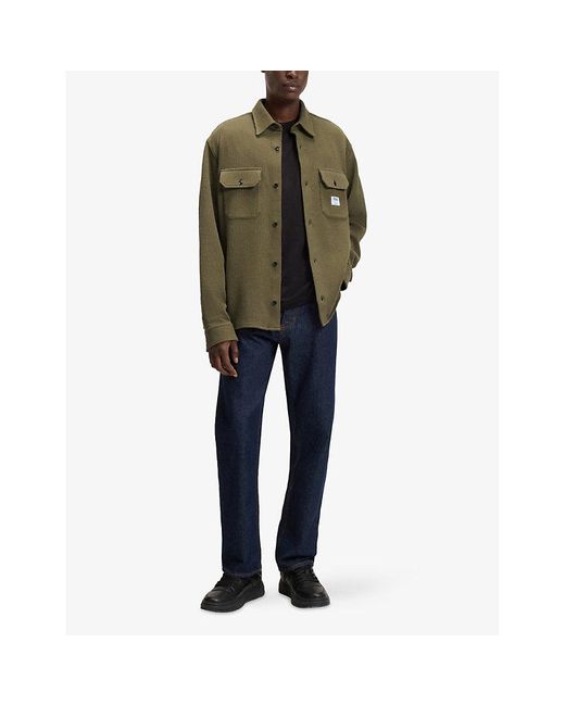 HUGO Green Logo-Tag Regular-Fit Cotton-Blend Shirt for men