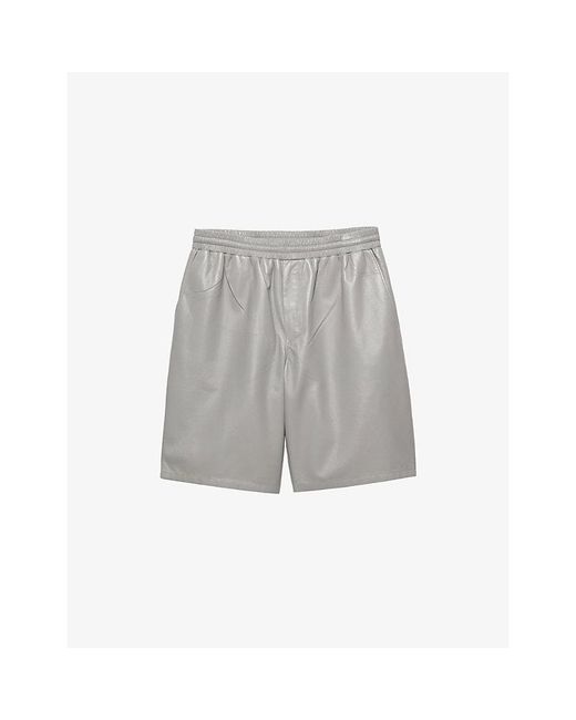 Prada Gray Leather Bermuda Shorts for men