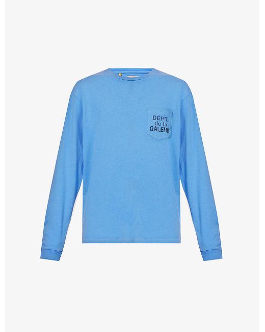 GALLERY DEPT. Blue Logo-print Long-sleeved Cotton-jersey T-shirt for men