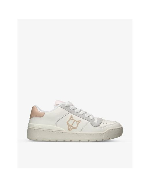 Naked Wolfe White Ravenn Logo-embossed Leather Low-top Trainers