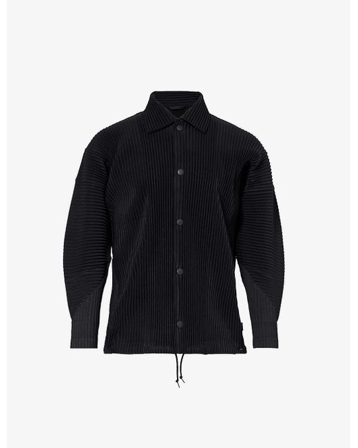 Homme Plissé Issey Miyake Blue Pleated Relaxed-fit Knitted Shirt for men