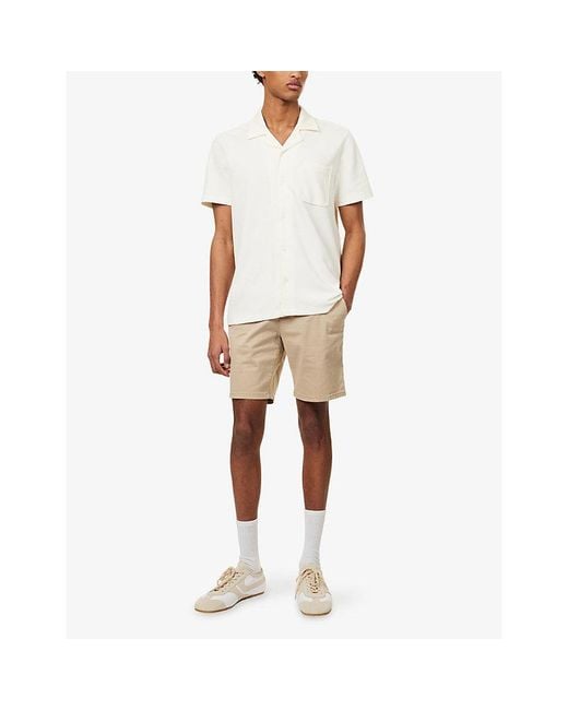 PAIGE White Oliver Ribbed Short-Sleeved Cotton Shirt for men