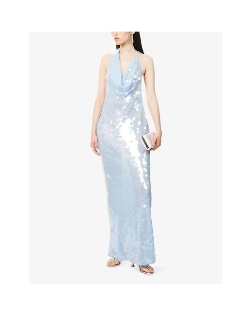 Rat & Boa Blue Anais Paillettes Woven Maxi Dress
