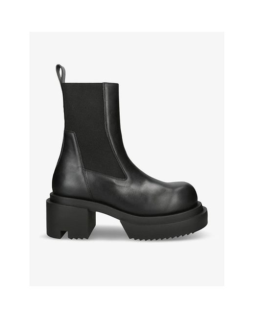 Rick Owens Black Beatle Bogun Leather Boots for men
