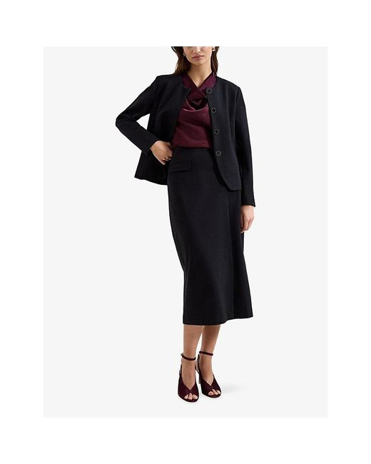 Phase Eight Blue Phoebe Ponte Woven Midi Skirt