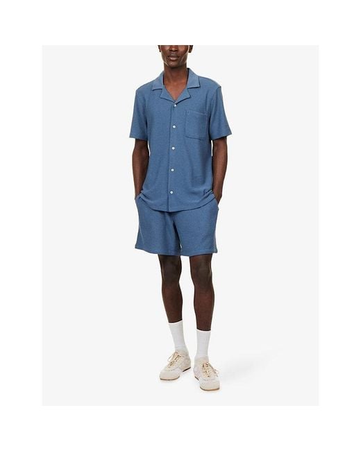 PAIGE Blue Elijah Drawstring Cotton-Blend Shorts for men