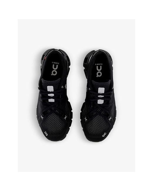 On Shoes Black Cloud X 3 Cushioned-sole Mesh Low-top Trainers