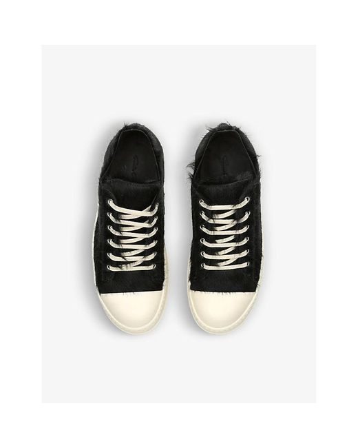 Rick Owens Black Serrated-sole Leather Low-top Trainers