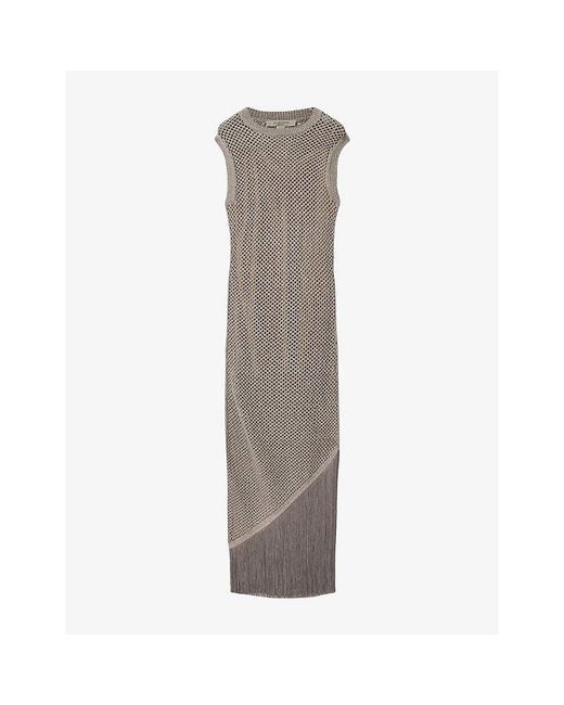 AllSaints Gray Jessie Slim-Fit Knitted Maxi Dress