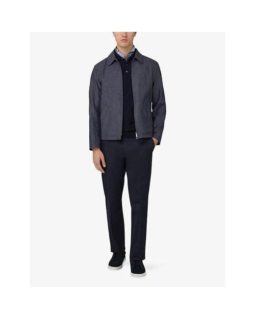 Boggi Blue Side-Pocket Linen-Blend Bomber Jacket for men